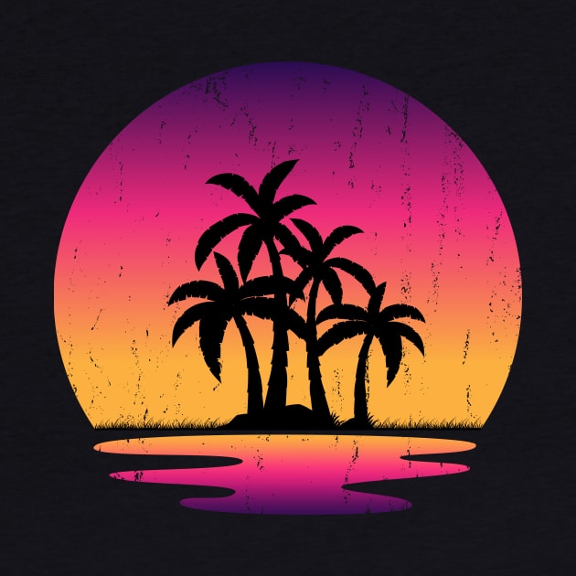 Retrowave Lake Sunset by retrohub